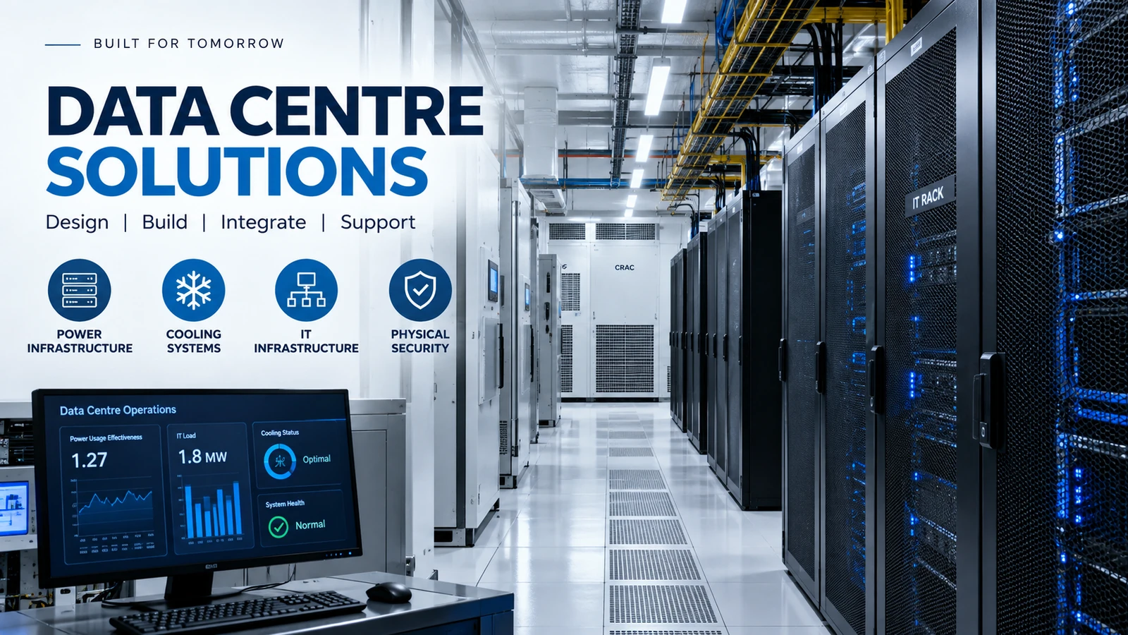 Data centre technical infographic.
