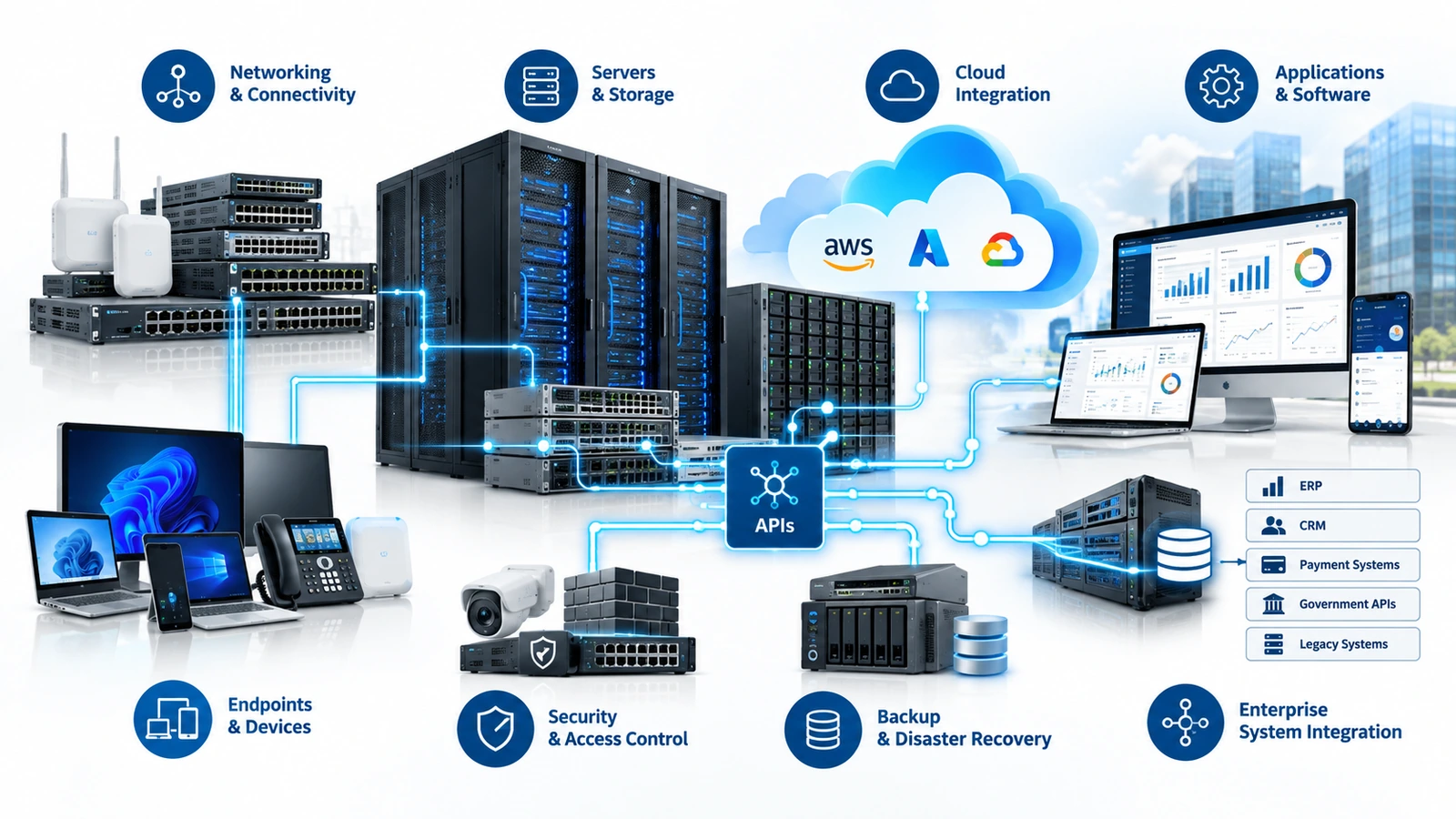 IT infrastructure technical infographic.